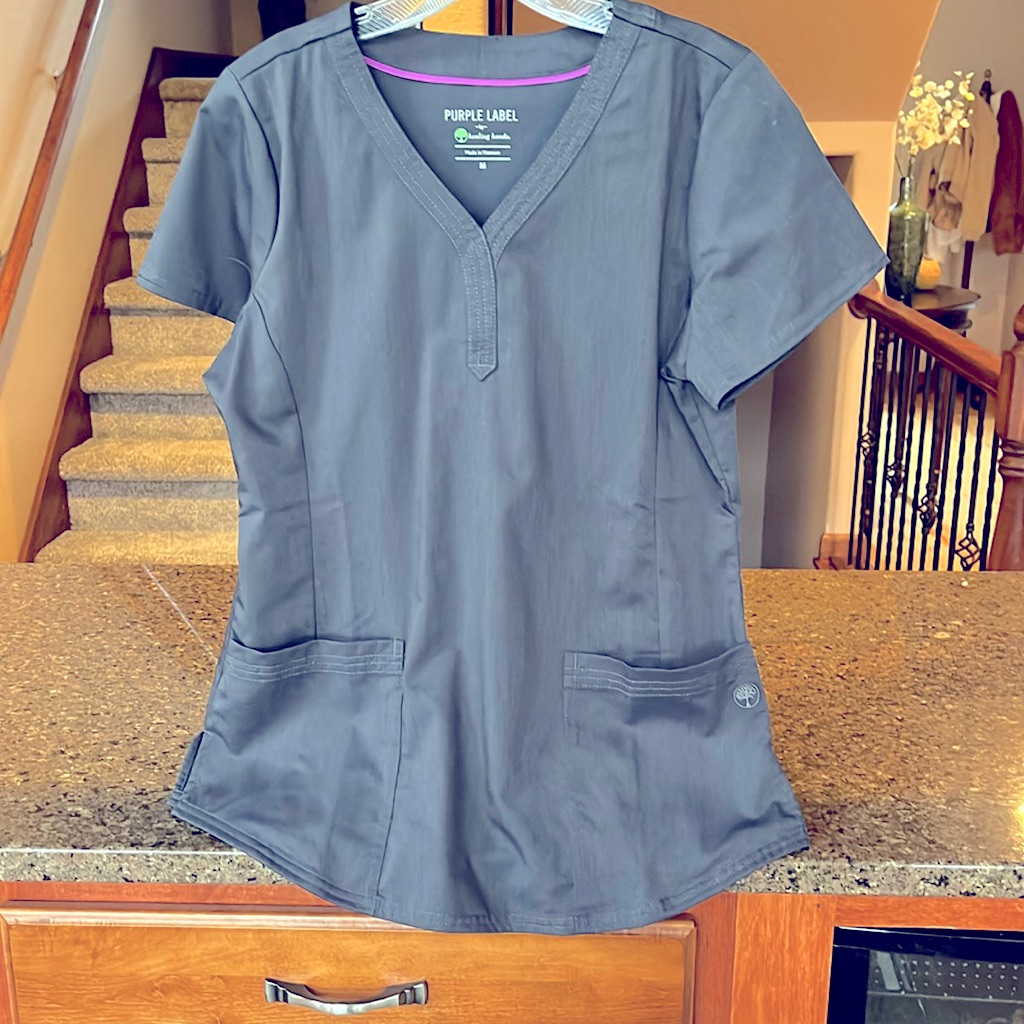 Healing Hands Gray Scrub Top Size Medium